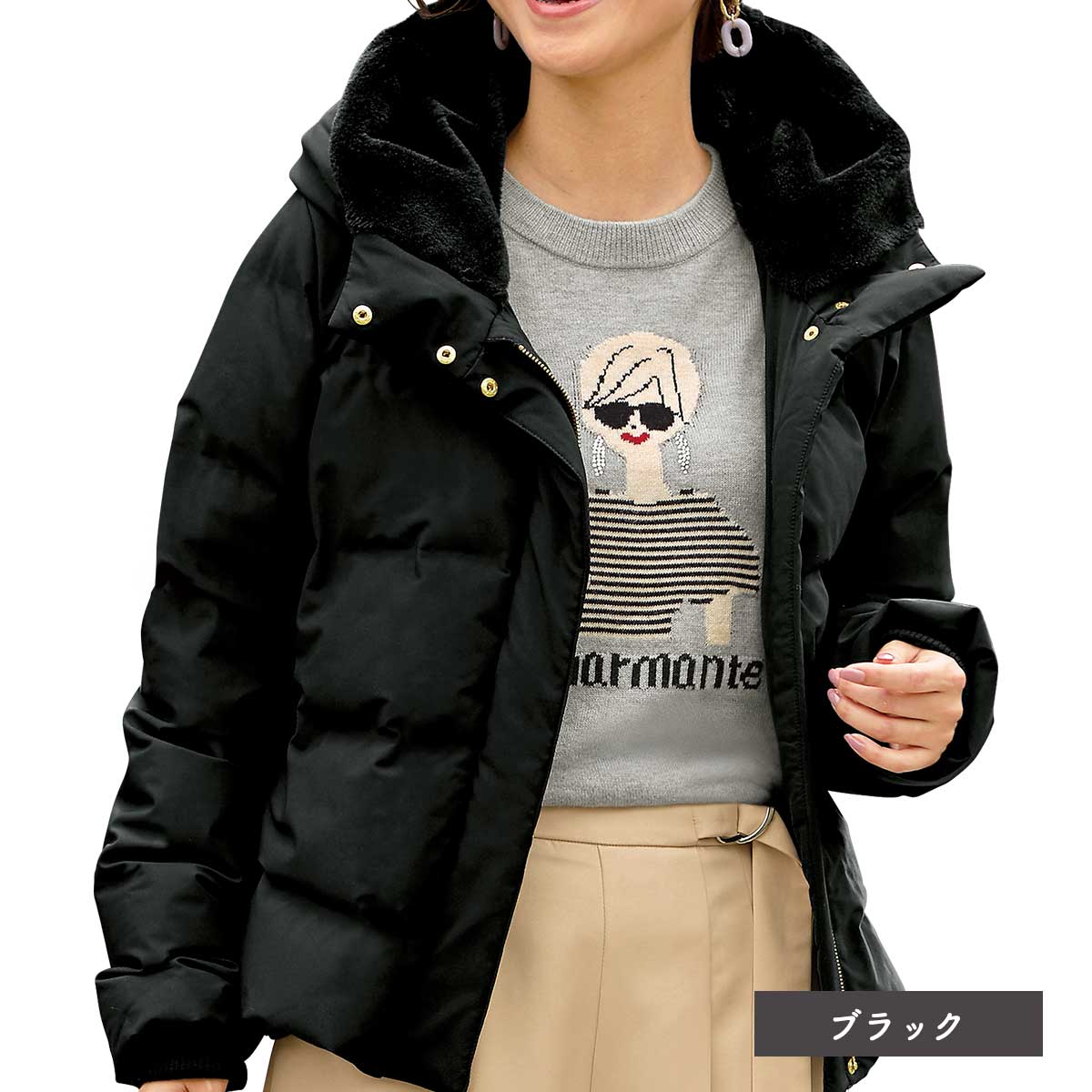 公式】 【完売】【終り】 エコファーフードダウンジャケット  