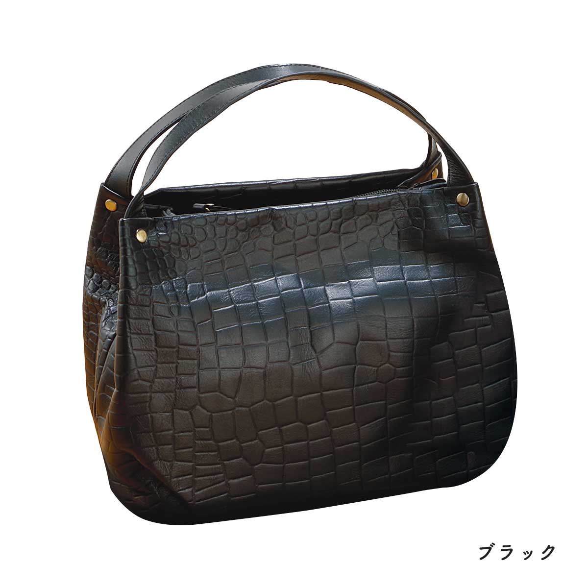 公式】 コロンとした牛革クロコ型押し2ウェイバッグ (ファッション  