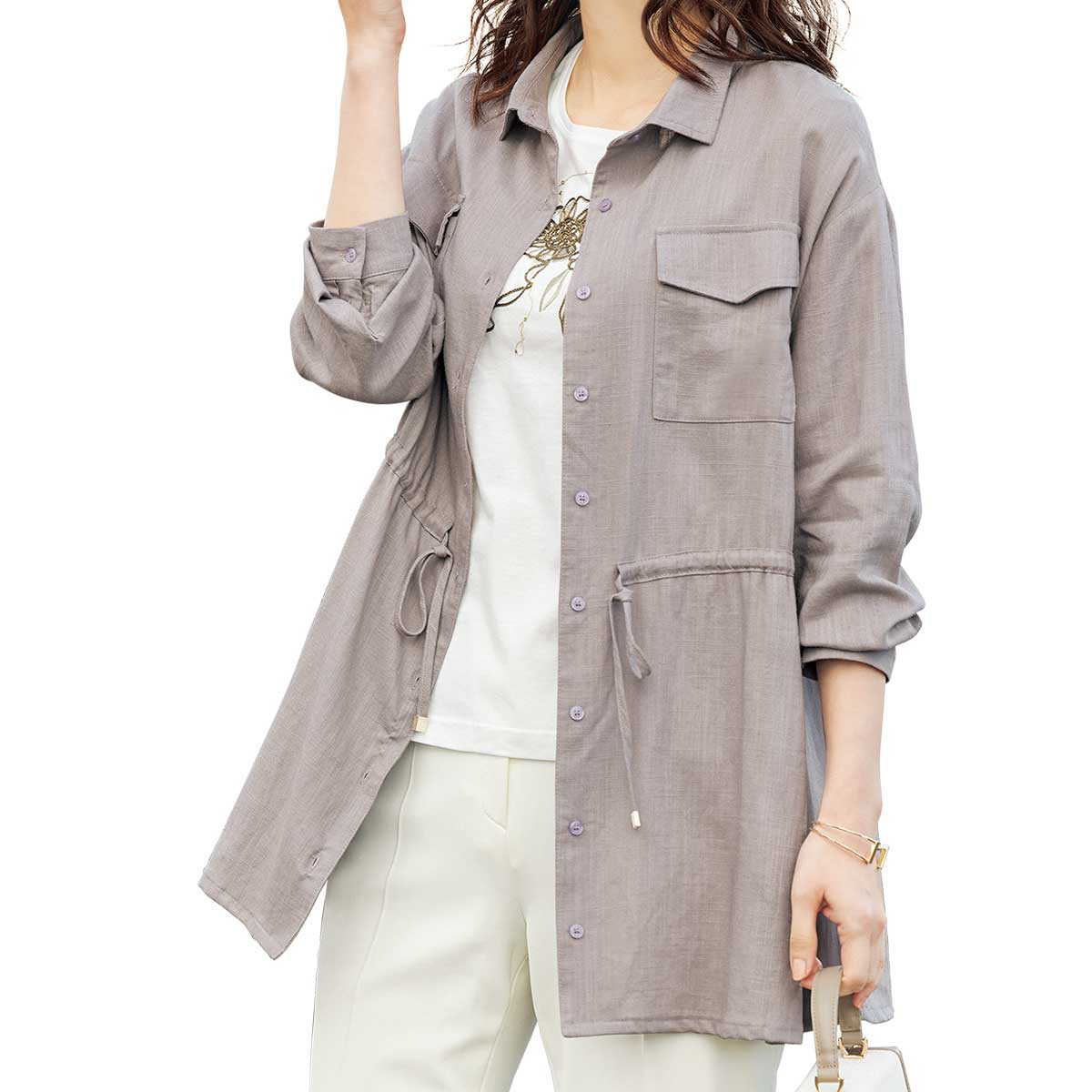 ☆ACANTHUS シャツ羽織　サイズL☆ アシンメトリーサイドチェックライン半袖シャツ -オーバーサイズ