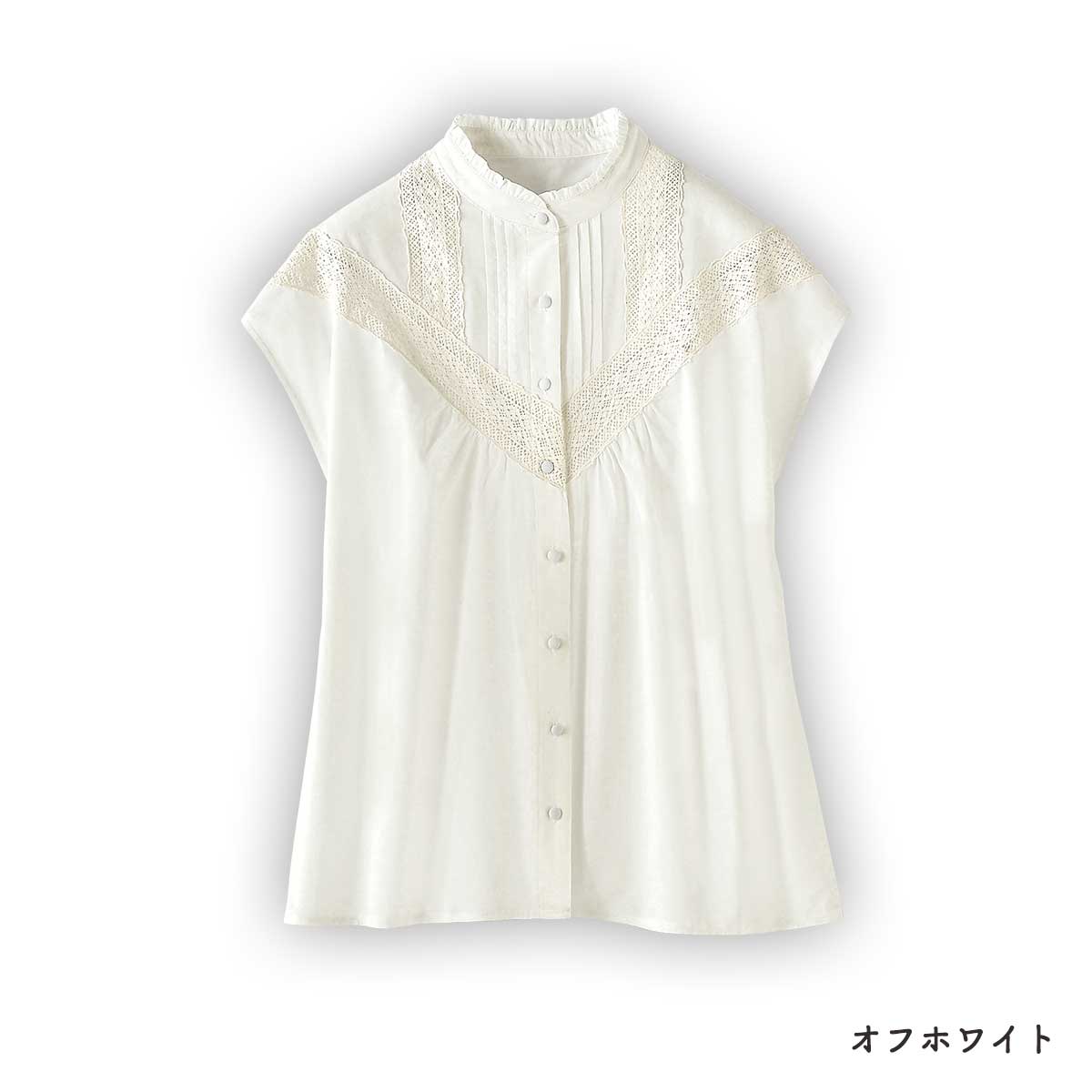 公式】 レース＆ピンタックコットンブラウス (ファッション