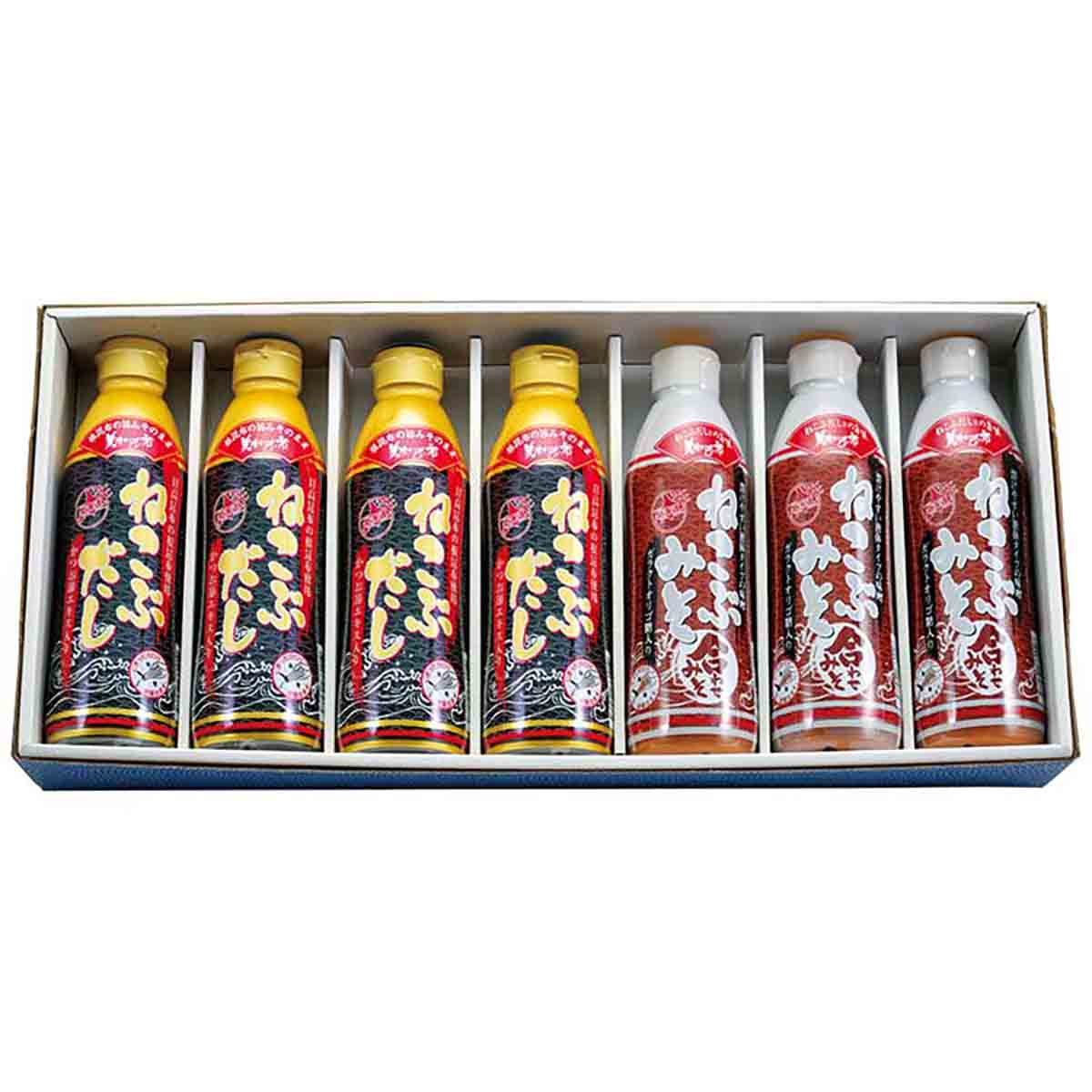 贈答用】ねこぶだし4本・ねこぶみそ合わせみそ3本 化粧箱7本セット