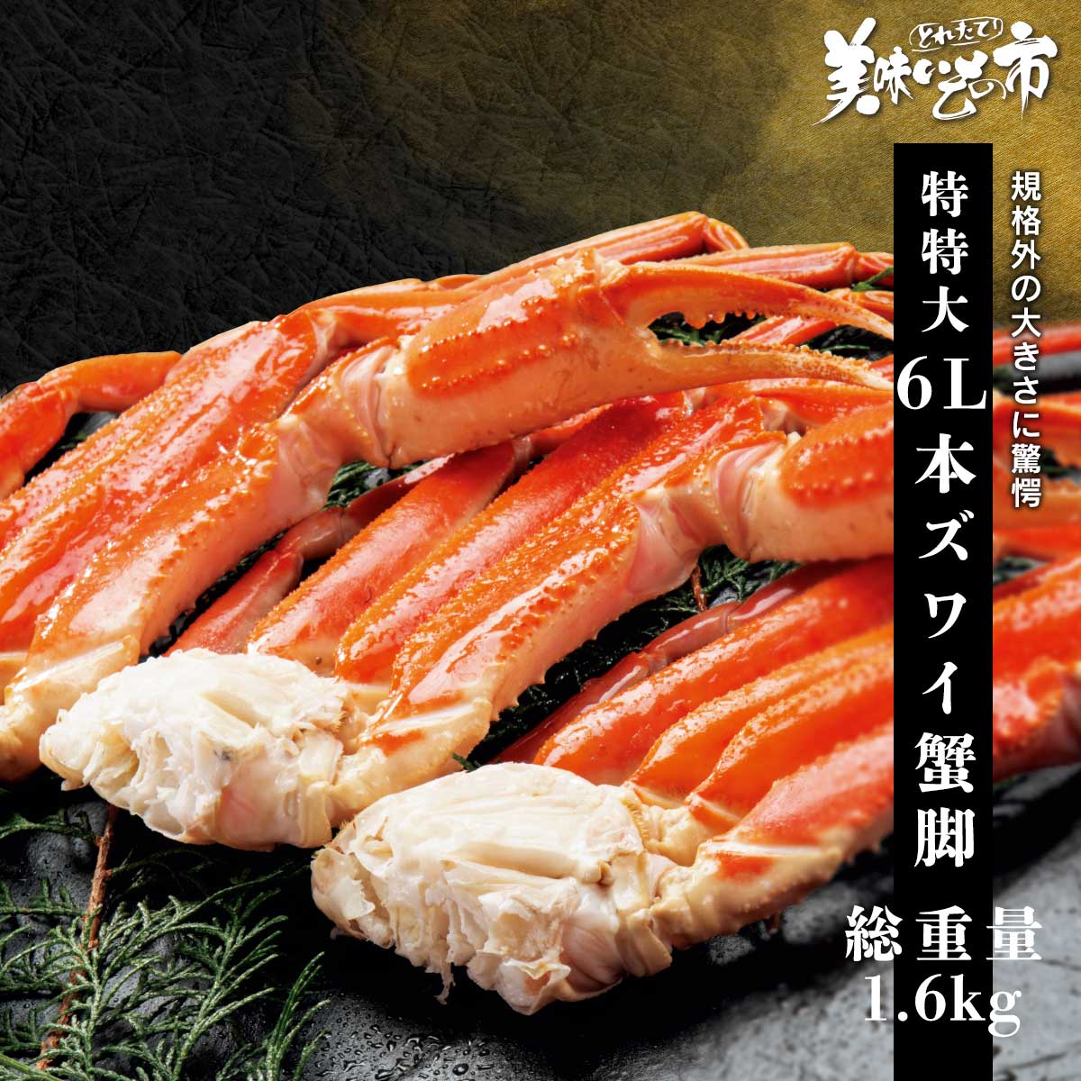 公式】 【終】【完売】特特大 6Lサイズ 本ズワイ蟹脚 3肩 総重量1.6kg